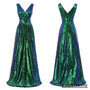 Sequin blue green formal